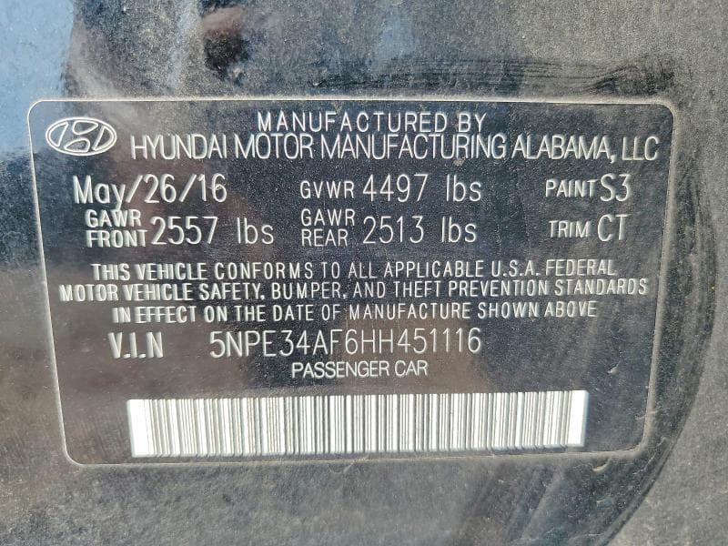 2017 HYUNDAI SONATA SPORT 12
