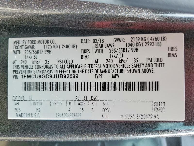 2018 FORD ESCAPE SE 13