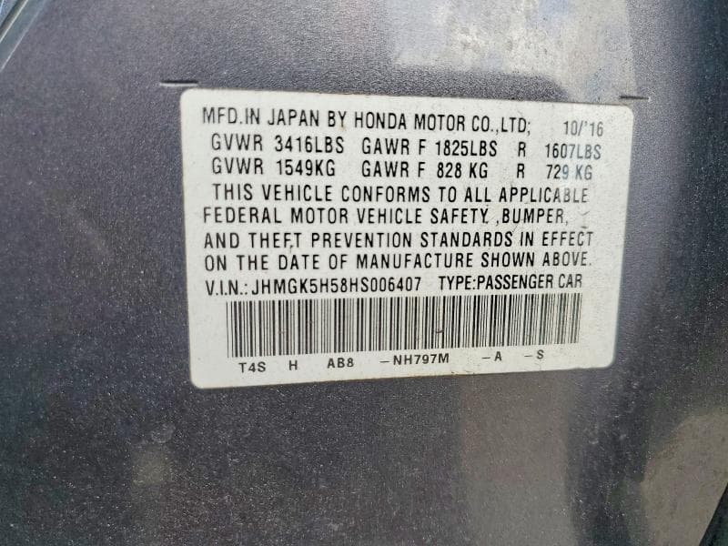 2017 HONDA FIT LX 12