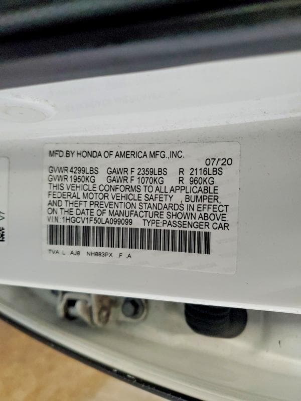 2020 HONDA ACCORD EXL 12