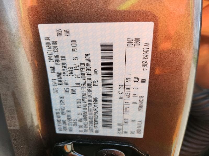 2018 FORD F150 SUPERCREW 12