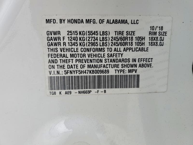 2019 HONDA PILOT EXL 13