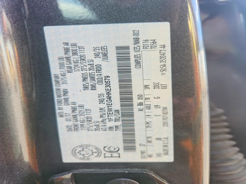 2017 FORD F150 SUPERCREW 12