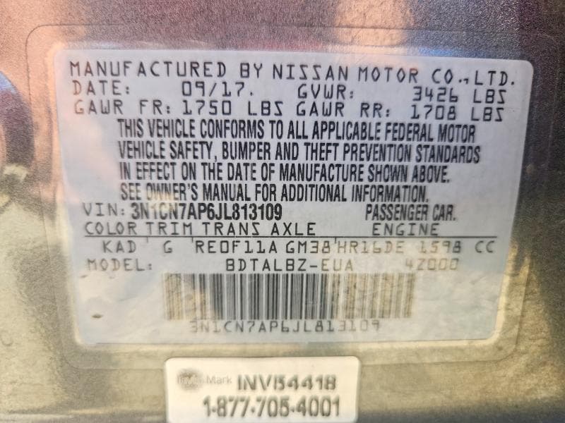 2018 NISSAN VERSA SV 12