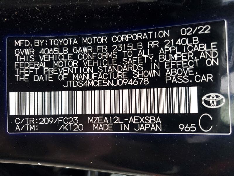 2022 TOYOTA COROLLA SE 12