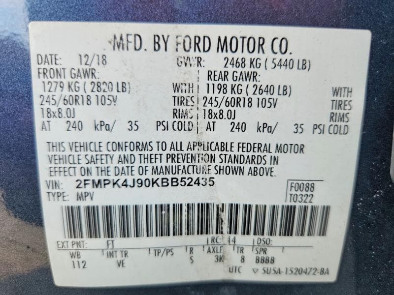 2019 FORD EDGE SEL 13