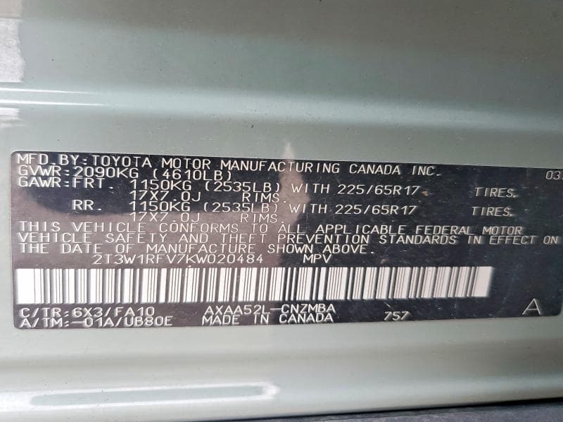 2019 TOYOTA RAV4 XLE 13