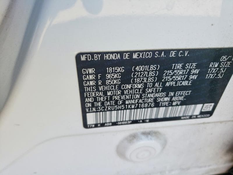 2019 HONDA HR-V EX 13
