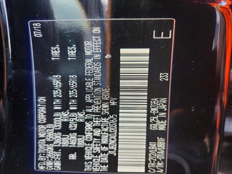 2018 LEXUS RX 350 BASE 12