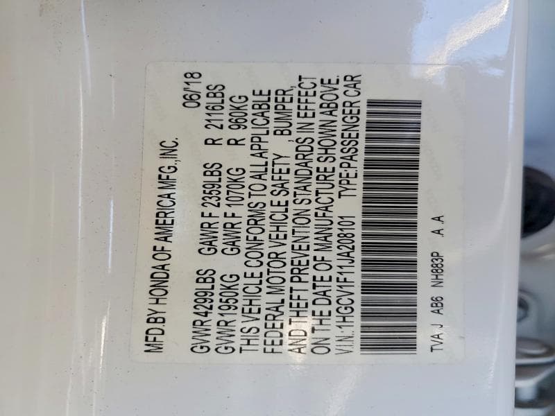 2018 HONDA ACCORD LX 13