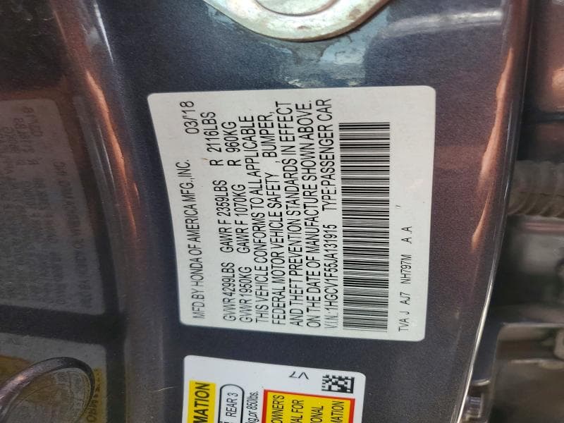 2018 HONDA ACCORD EXL 12