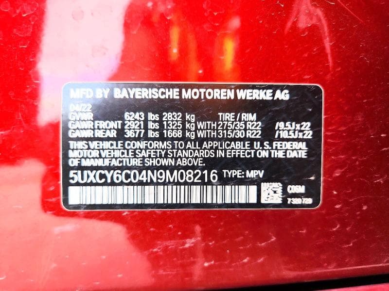 2022 BMW X6 XDRIVE40I 13