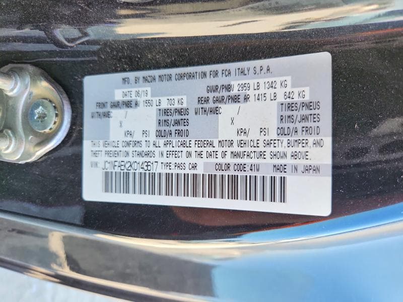 2019 FIAT 124 SPIDER CLASSICA 12