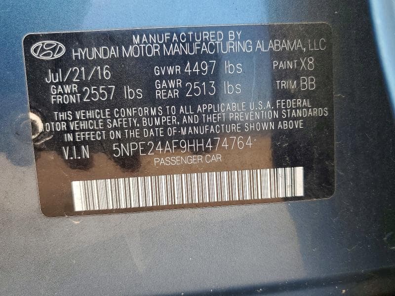 2017 HYUNDAI SONATA SE 12