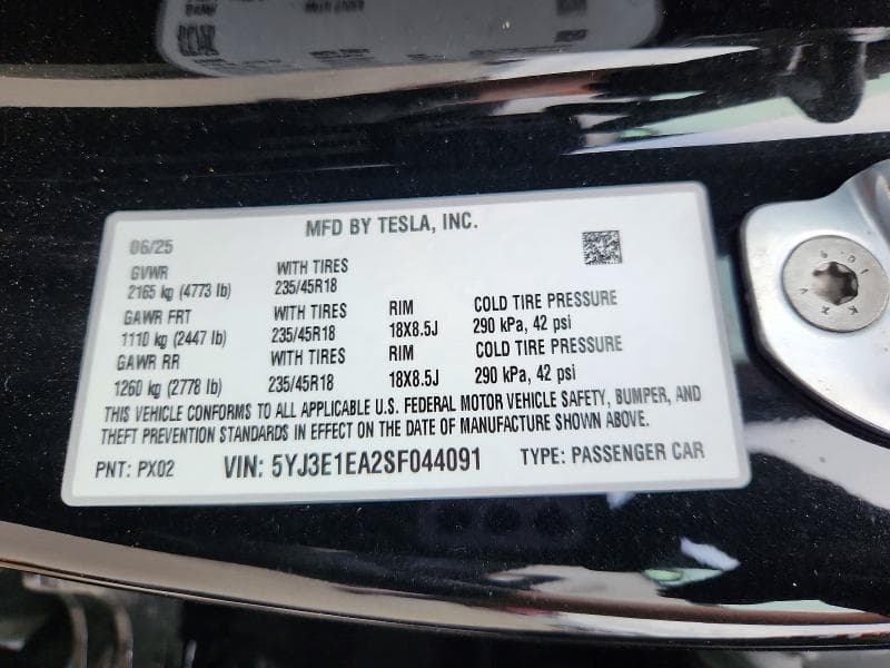 2025 TESLA MODEL 3 12
