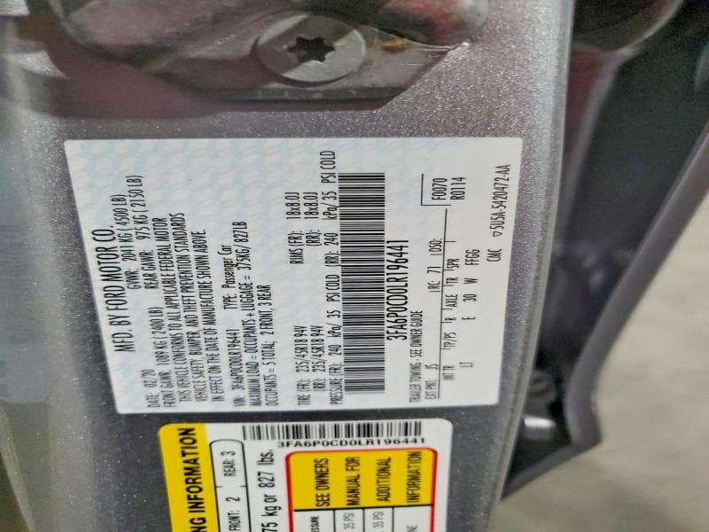 2020 FORD FUSION SEL 12
