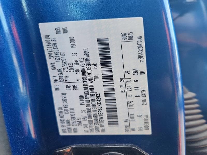 2018 FORD F150 SUPERCREW 12