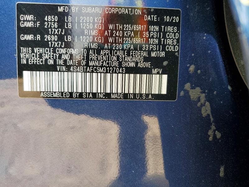 2021 SUBARU OUTBACK PREMIUM 13