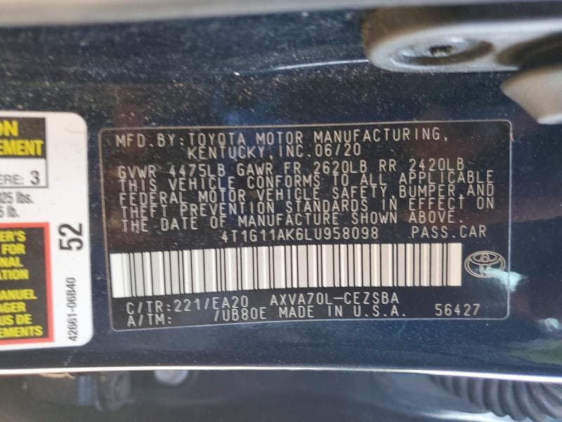 2020 TOYOTA CAMRY SE 13