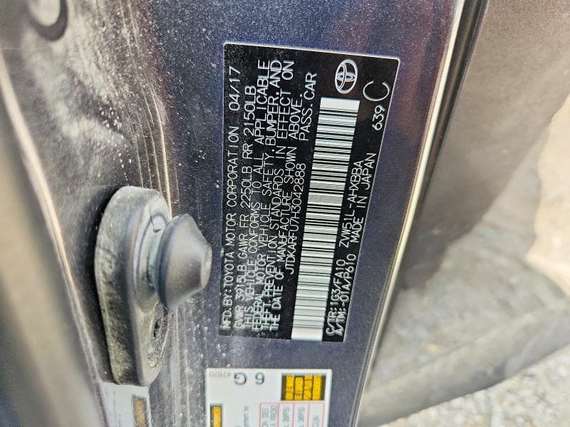 2017 TOYOTA PRIUS TWO ECO 12