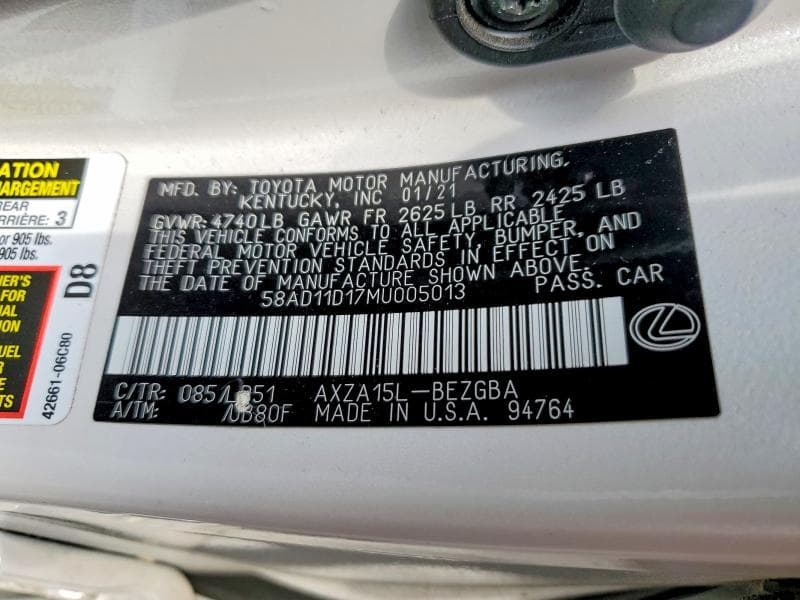 2021 LEXUS ES 250 BASE 13