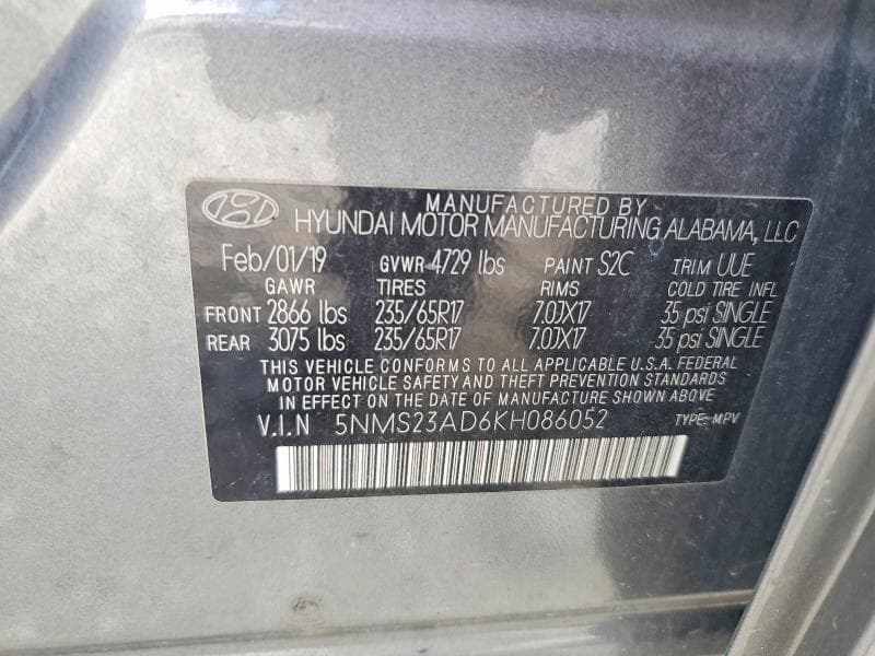 2019 HYUNDAI SANTA FE SE 13
