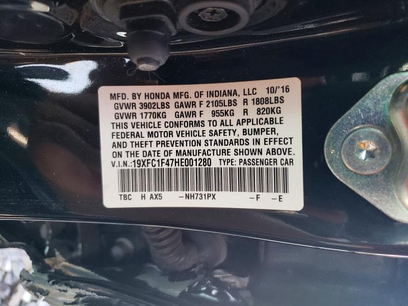 2017 HONDA CIVIC EX 12