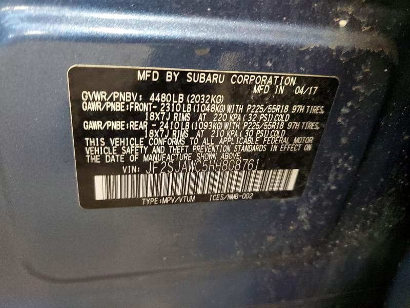 2017 SUBARU FORESTER 2.5I TOURING 13
