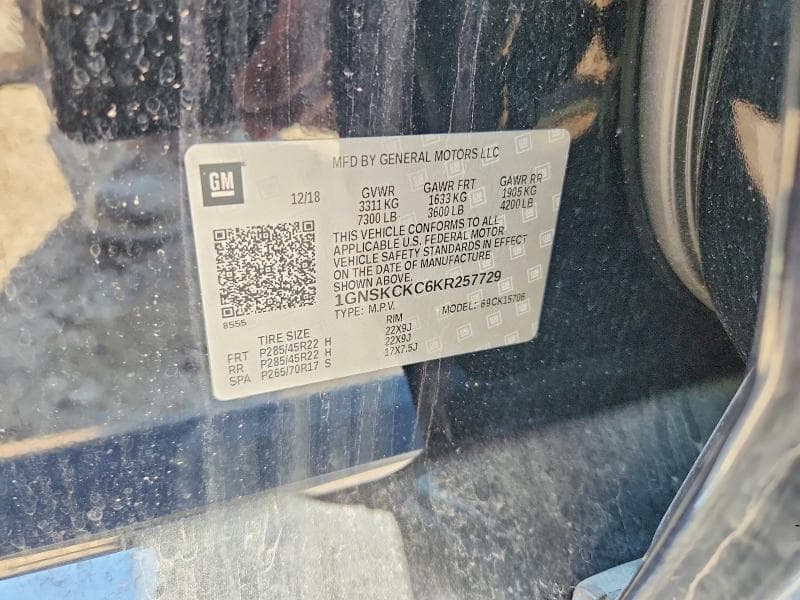 2019 CHEVROLET TAHOE K1500 PREMIER 13