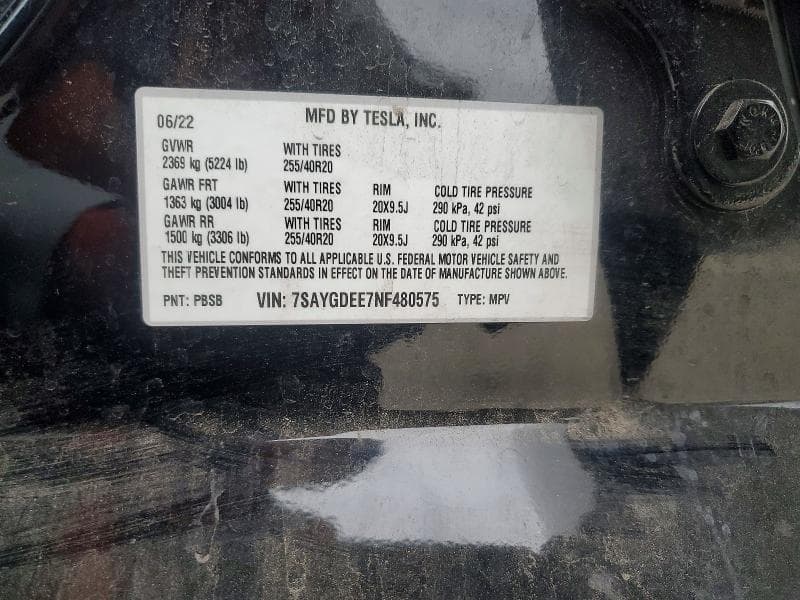 2022 TESLA MODEL Y 12
