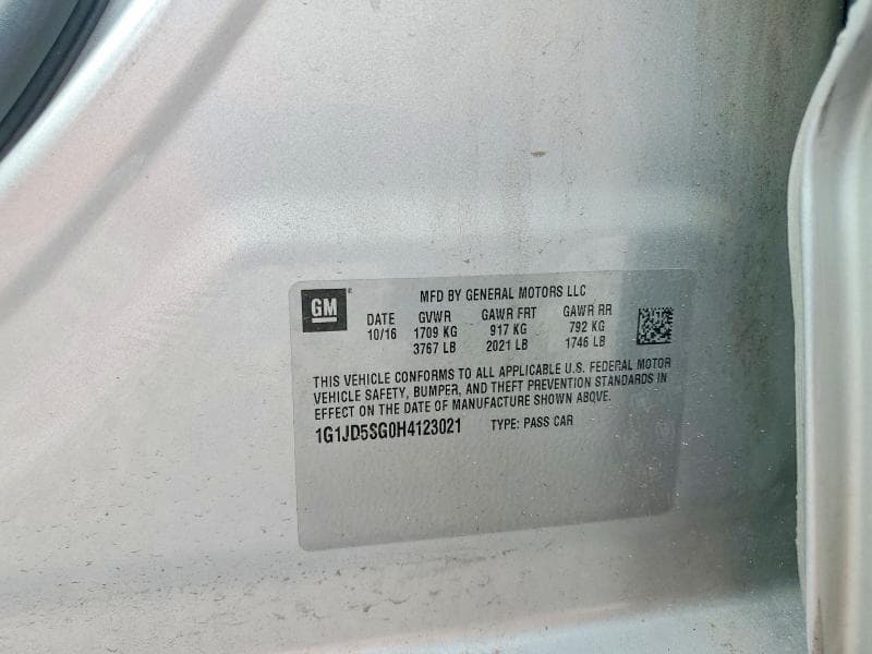 2017 CHEVROLET SONIC LT 12
