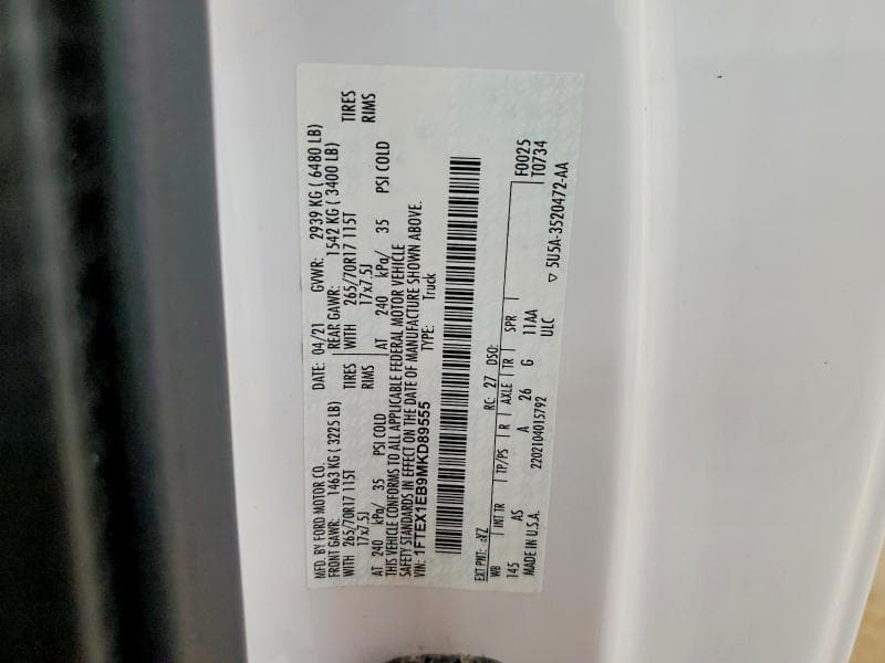 2021 FORD F150 SUPER CAB 12