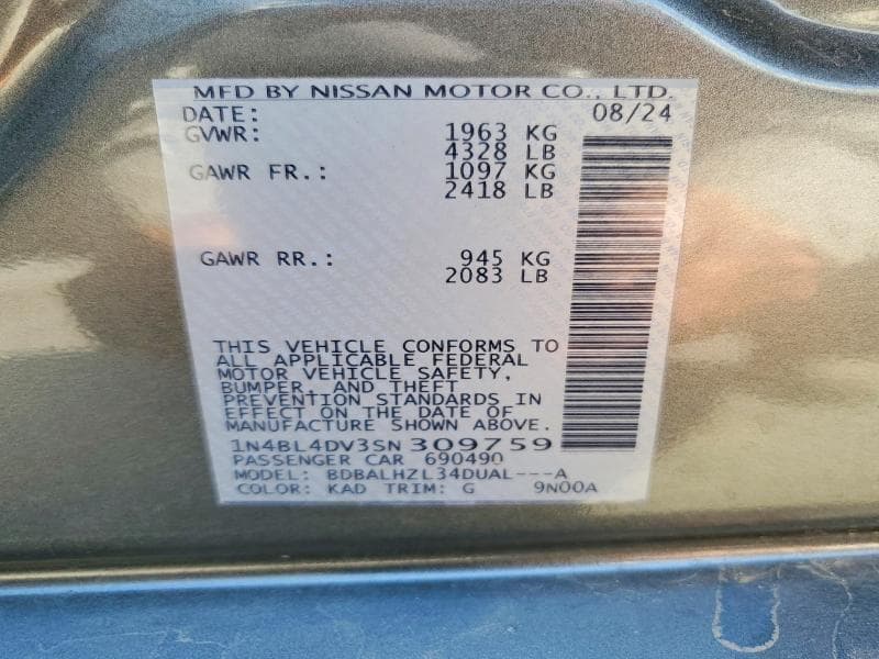 2025 NISSAN ALTIMA SV 12