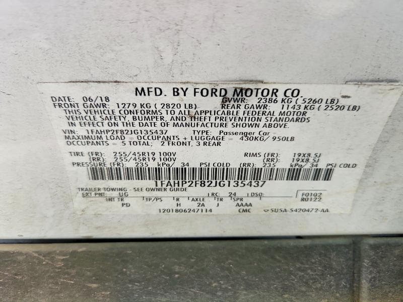 2018 FORD TAURUS LIMITED 12