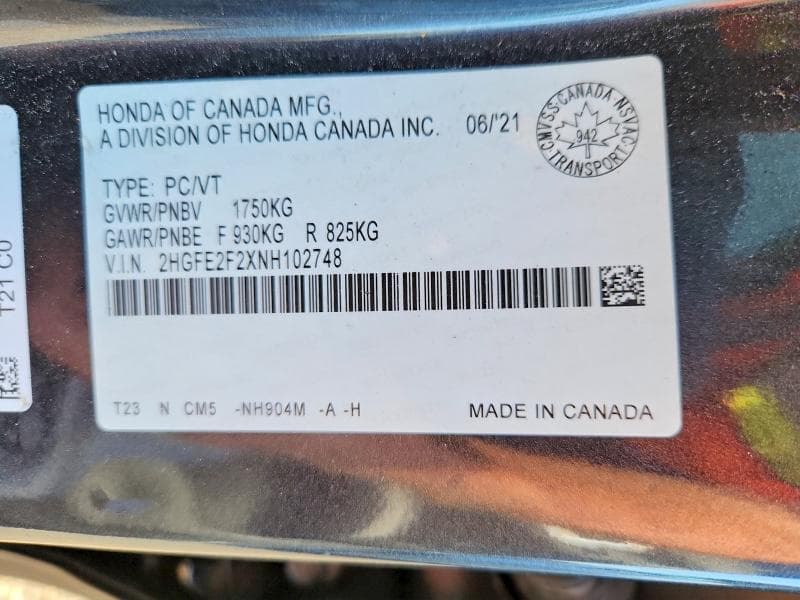 2022 HONDA CIVIC LX 13