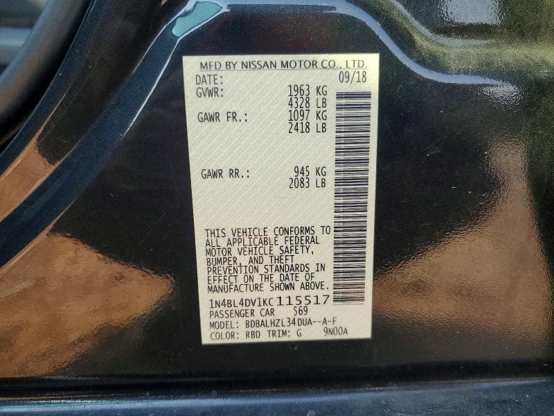 2019 NISSAN ALTIMA SV 12