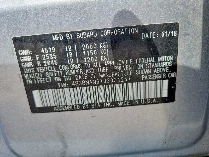 2018 SUBARU LEGACY 2.5I LIMITED 12