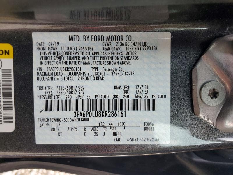 2019 FORD FUSION SE 12