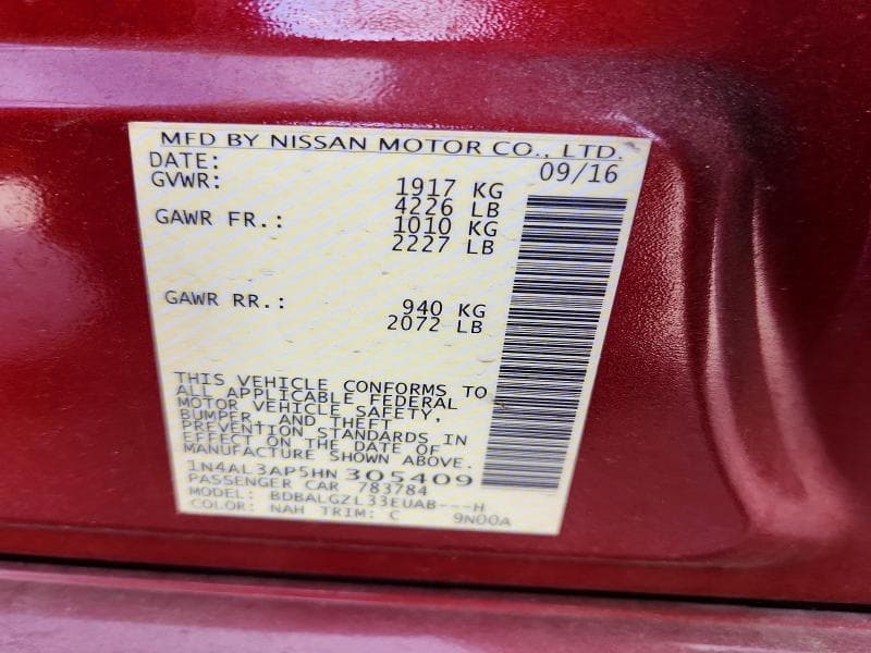 2017 NISSAN ALTIMA 2.5 S 12