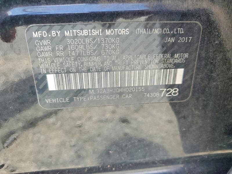 2017 MITSUBISHI MIRAGE ES 12