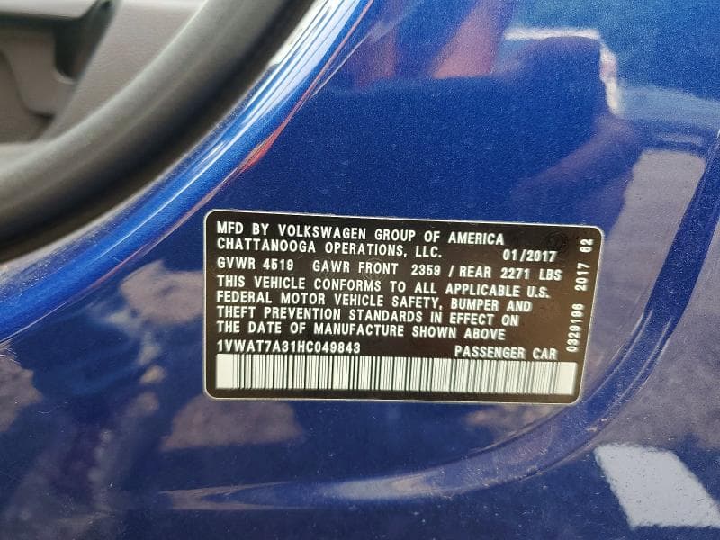 2017 VOLKSWAGEN PASSAT S 12