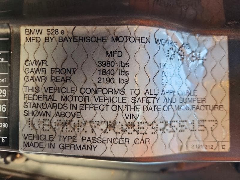 1984 BMW 528 E 12