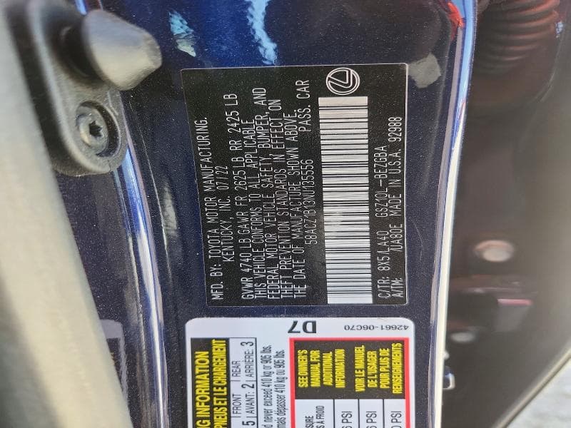 2022 LEXUS ES 350 BASE 13