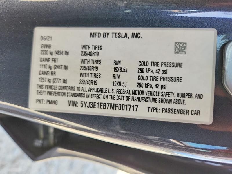 2021 TESLA MODEL 3 12
