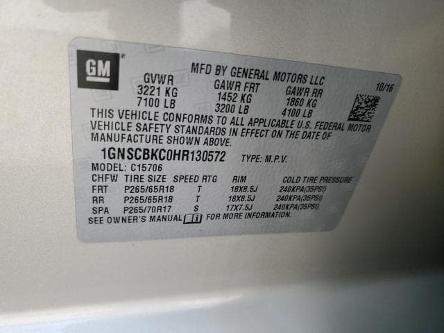 2017 CHEVROLET TAHOE C1500 LT 13