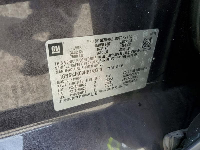 2017 CHEVROLET SUBURBAN K1500 PREMIER 13