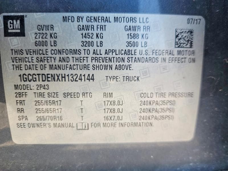 2017 CHEVROLET COLORADO Z71 12