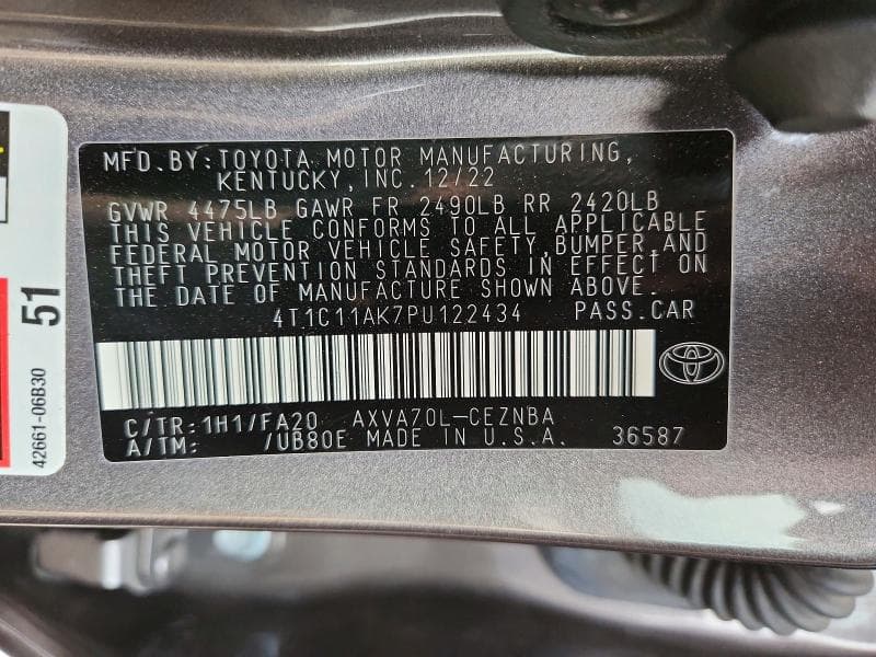 2023 TOYOTA CAMRY LE 12