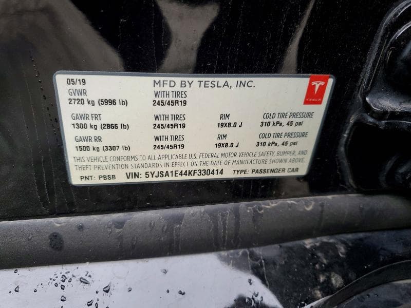 2019 TESLA MODEL S 12