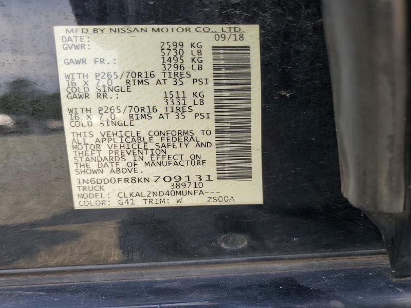 2019 NISSAN FRONTIER SV 12
